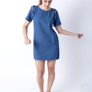 Loup (Anthropologie) / L / Denim Shift Dress / Ruffle / Spring / Jean / Cotton